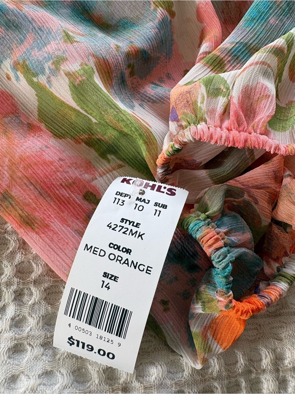 NWT Taylor Floral Tiered Chiffon Mini Dress Long Slv Sz 14 - Pink & Orange - Picture 5 of 16